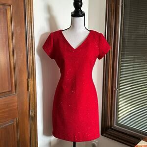 David Warren | Red Sequin Dress Size 8P